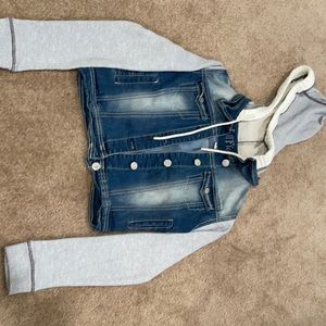 jean jacket with sleeves and hood